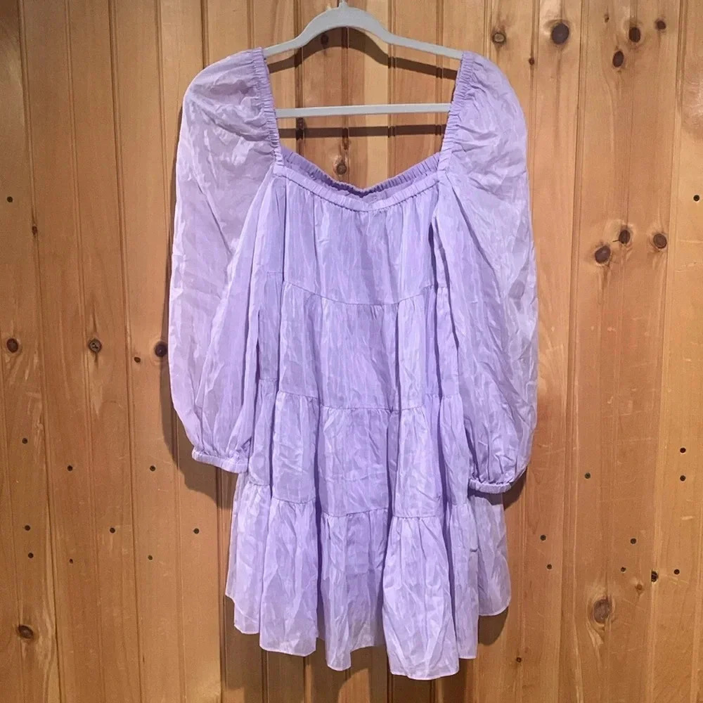 Alice + Olivia Lilac Tiered Mini Dress